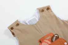 Load image into Gallery viewer, Light Brown Pumpkin Football Truck Overalls
