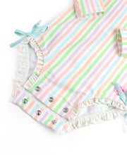 Load image into Gallery viewer, Baby Girls Pastel Rainbow Stripe Long Sleeve One Piece Rash Guard
