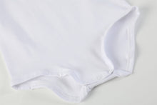 Load image into Gallery viewer, White Collared Unisex Long Sleeve Bodysuit Romper
