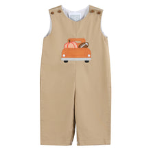 Load image into Gallery viewer, Light Brown Pumpkin Football Truck Overalls
