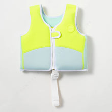 Load image into Gallery viewer, Salty the Shark Swim Vest 2-3 Aqua Neon Yellow
