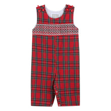 Load image into Gallery viewer, Red and Green Christmas Plaid Smocked Overalls
