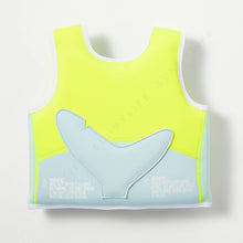 Load image into Gallery viewer, Salty the Shark Swim Vest 2-3 Aqua Neon Yellow
