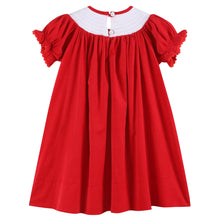 Load image into Gallery viewer, Red Velvet Christmas Smocked Bishop Dress
