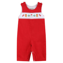 Load image into Gallery viewer, Red Velvet Christmas Smocked Overalls
