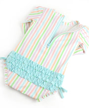 Load image into Gallery viewer, Baby Girls Pastel Rainbow Stripe Long Sleeve One Piece Rash Guard
