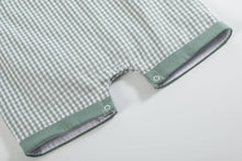 Load image into Gallery viewer, Green Gingham Dinosaur Smocked Shortalls
