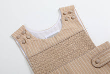 Load image into Gallery viewer, Light Brown Pinstripe Smocked Jon Jons
