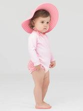 Load image into Gallery viewer, Baby Girls Pink Gingham Long Sleeve One Piece Rash Guard

