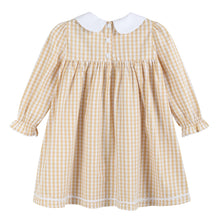 Load image into Gallery viewer, Light Brown Gingham Pumpkin Vine Ruffle Dress
