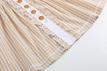 Load image into Gallery viewer, Light Brown Gingham Pumpkin Vine Ruffle Dress
