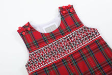 Load image into Gallery viewer, Red and Green Christmas Plaid Smocked Overalls
