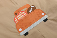 Load image into Gallery viewer, Light Brown Pumpkin Football Truck Overalls
